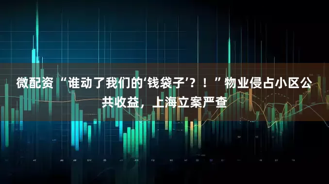 微配资 “谁动了我们的‘钱袋子’？！”物业侵占小区公共收益，上海立案严查